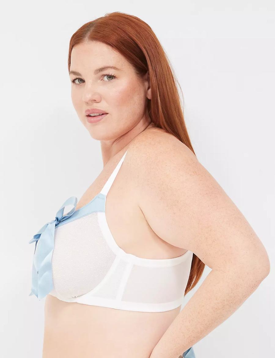 White Lane Bryant Bow-Front Sheer Unlined Women Balconette Bra | BNX1755NS