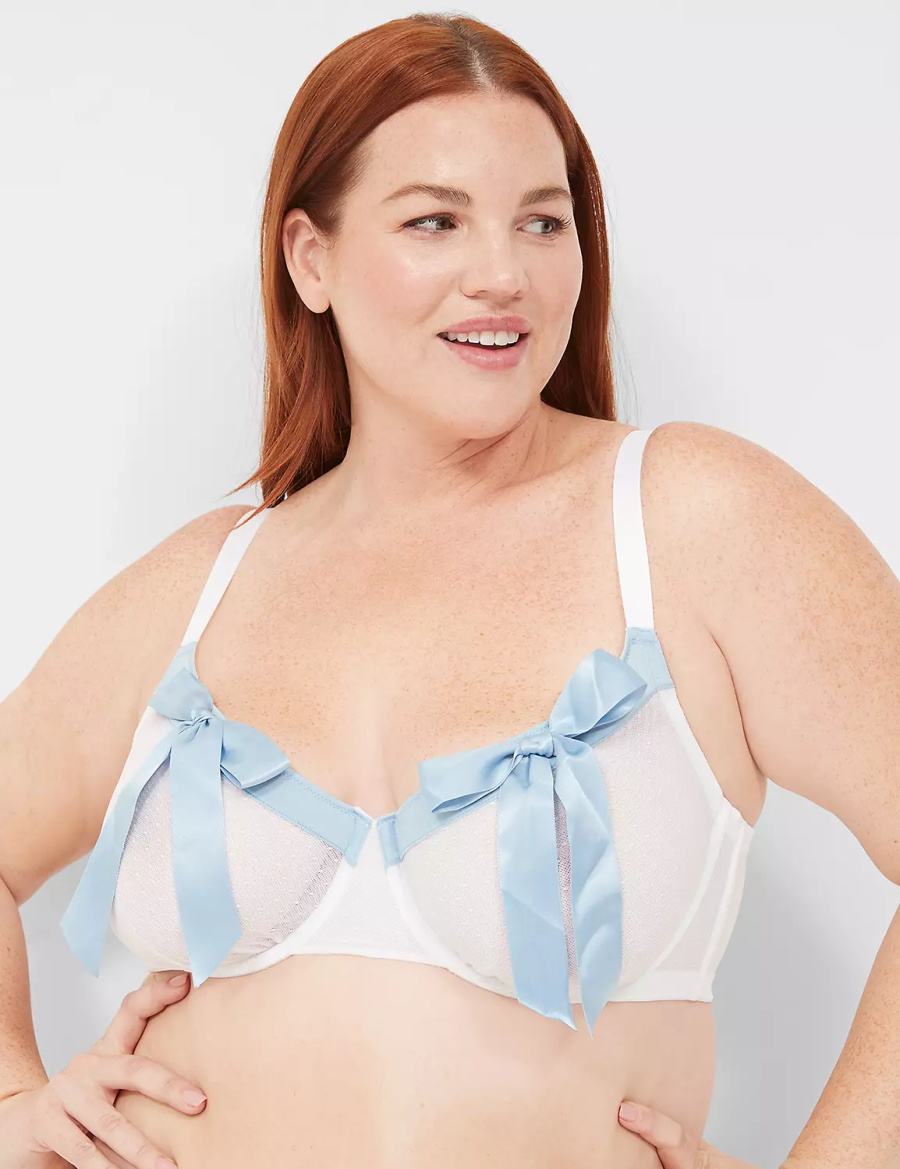 White Lane Bryant Bow-Front Sheer Unlined Women Balconette Bra | BNX1755NS