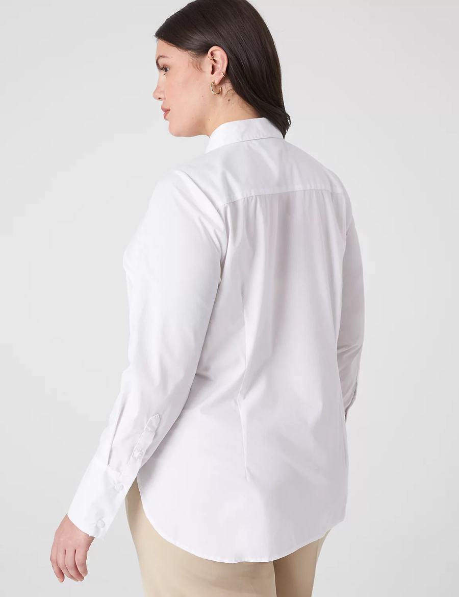 White Lane Bryant Button-Front No-Peek Girlfriend Women Shirts | BMV2812OB