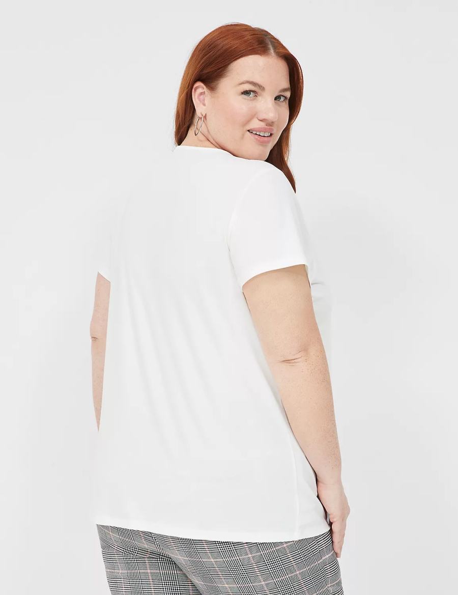 White Lane Bryant Cap-Sleeve Pleat-Front Top Women T Shirts | QAY444EP