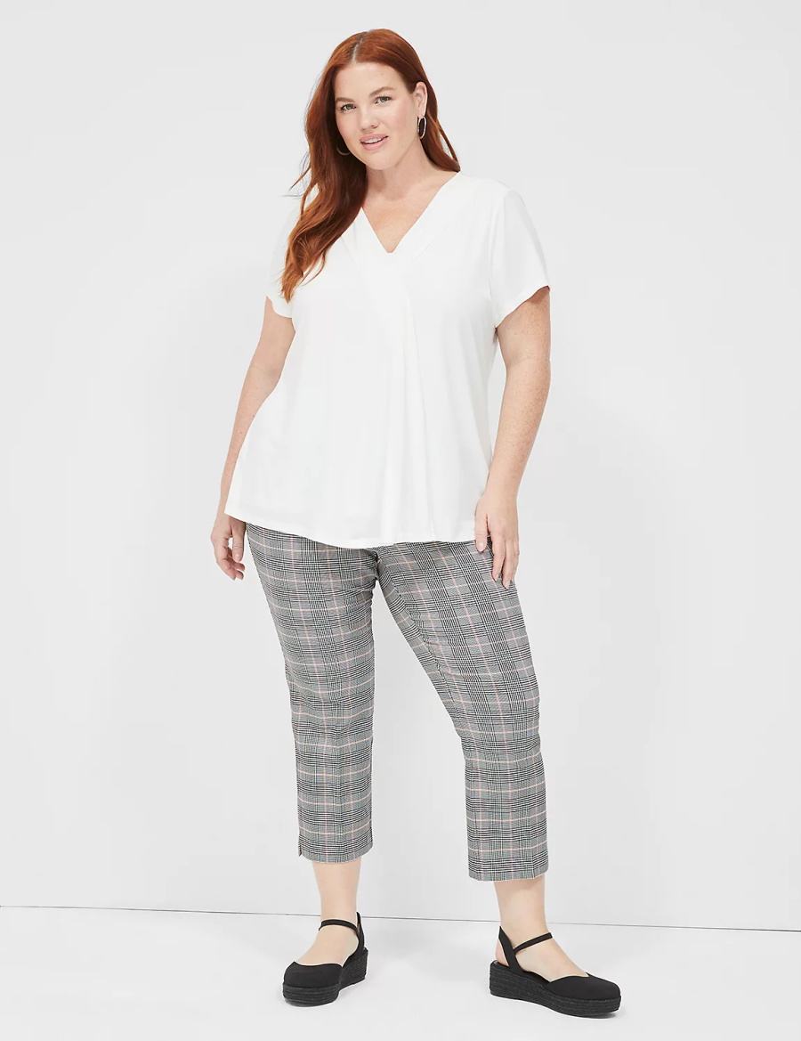 White Lane Bryant Cap-Sleeve Pleat-Front Top Women T Shirts | QAY444EP