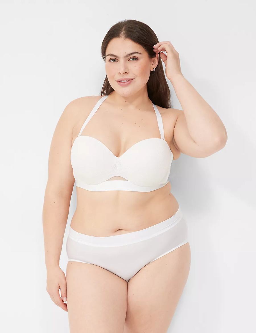 White Lane Bryant Comfort Bliss Lightly Lined Multi-Way With Lace Women Strapless Bra | YGY8523YY