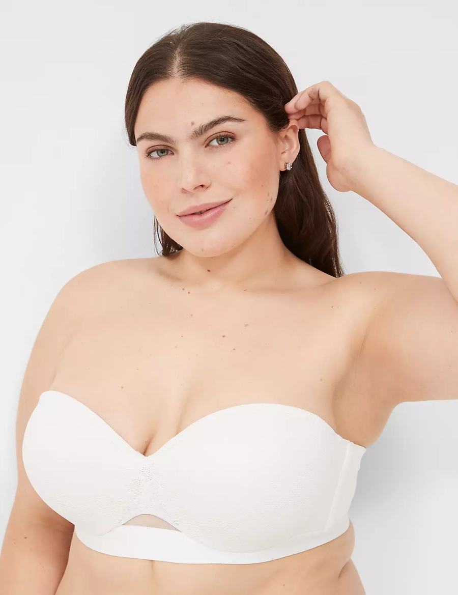 White Lane Bryant Comfort Bliss Lightly Lined Multi-Way With Lace Women Strapless Bra | YGY8523YY