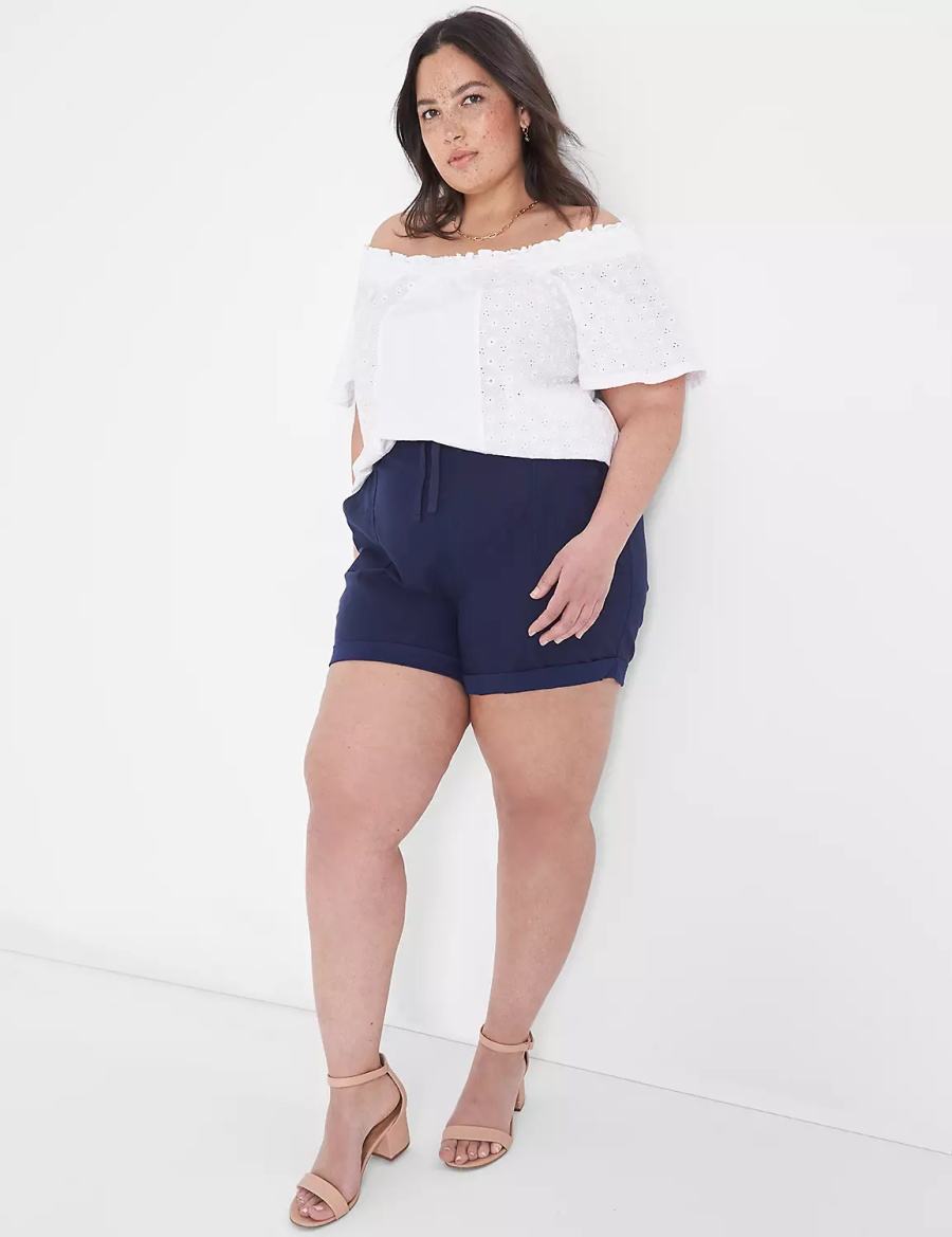 White Lane Bryant Convertible Eyelet Woven & Knit Top Women T Shirts | NXB2651MN