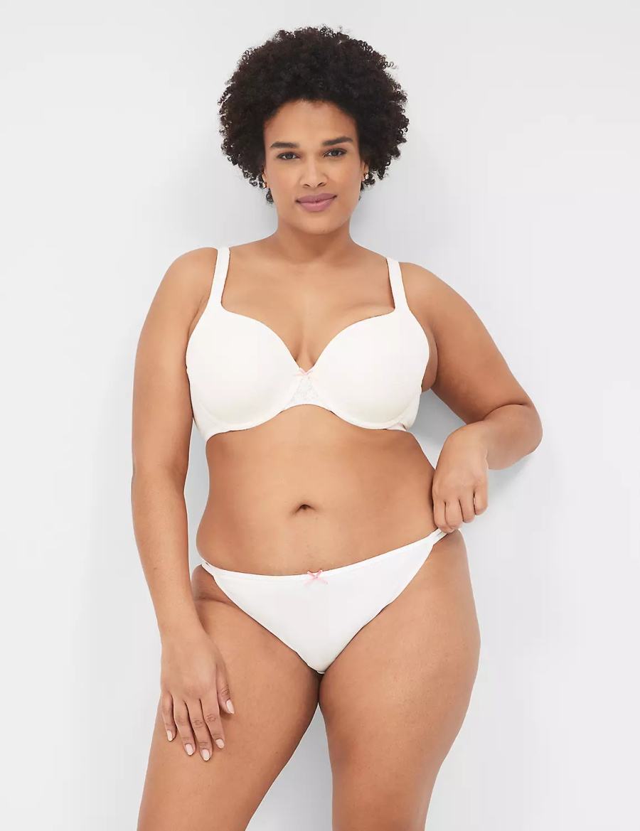 White Lane Bryant Cotton Double-String With Lace Back Women Bikini Panty | ZYY6463FC