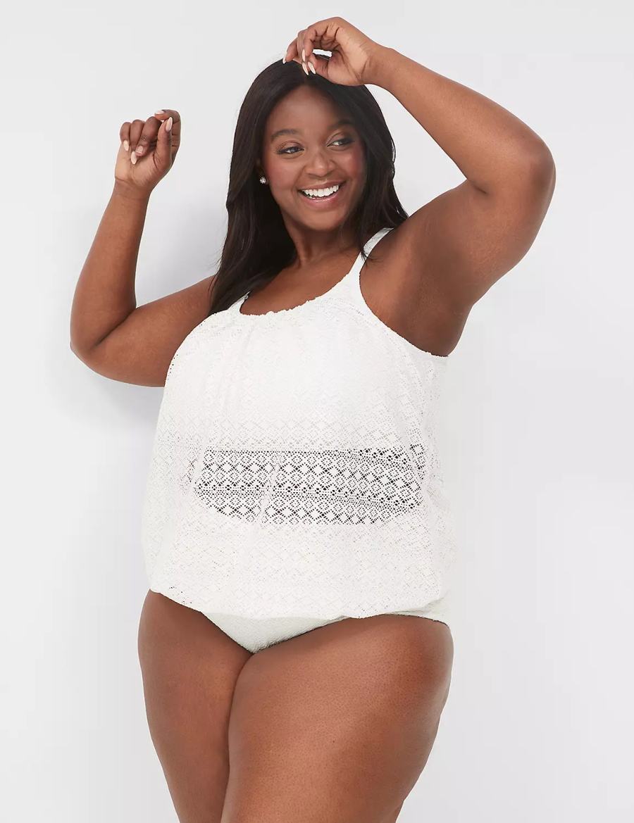 White Lane Bryant Crochet Mid-Rise Swim Women Briefs | QWC2446NQ