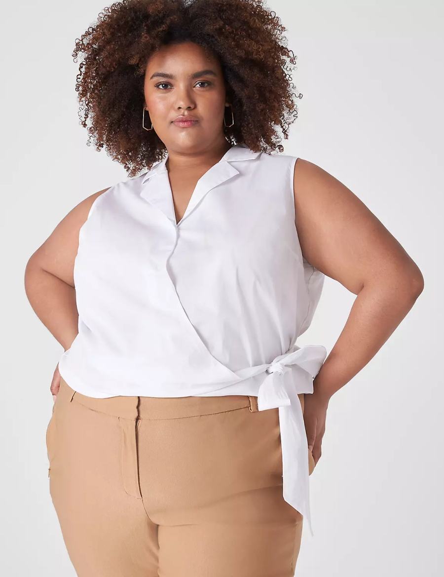 White Lane Bryant Crop Sleeveless Full-Wrap Top Women T Shirts | ZQM9951SP