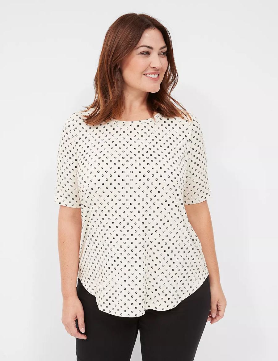 White Lane Bryant Curved-Hem Perfect Sleeve Tee Women T Shirts | SCQ8435DN