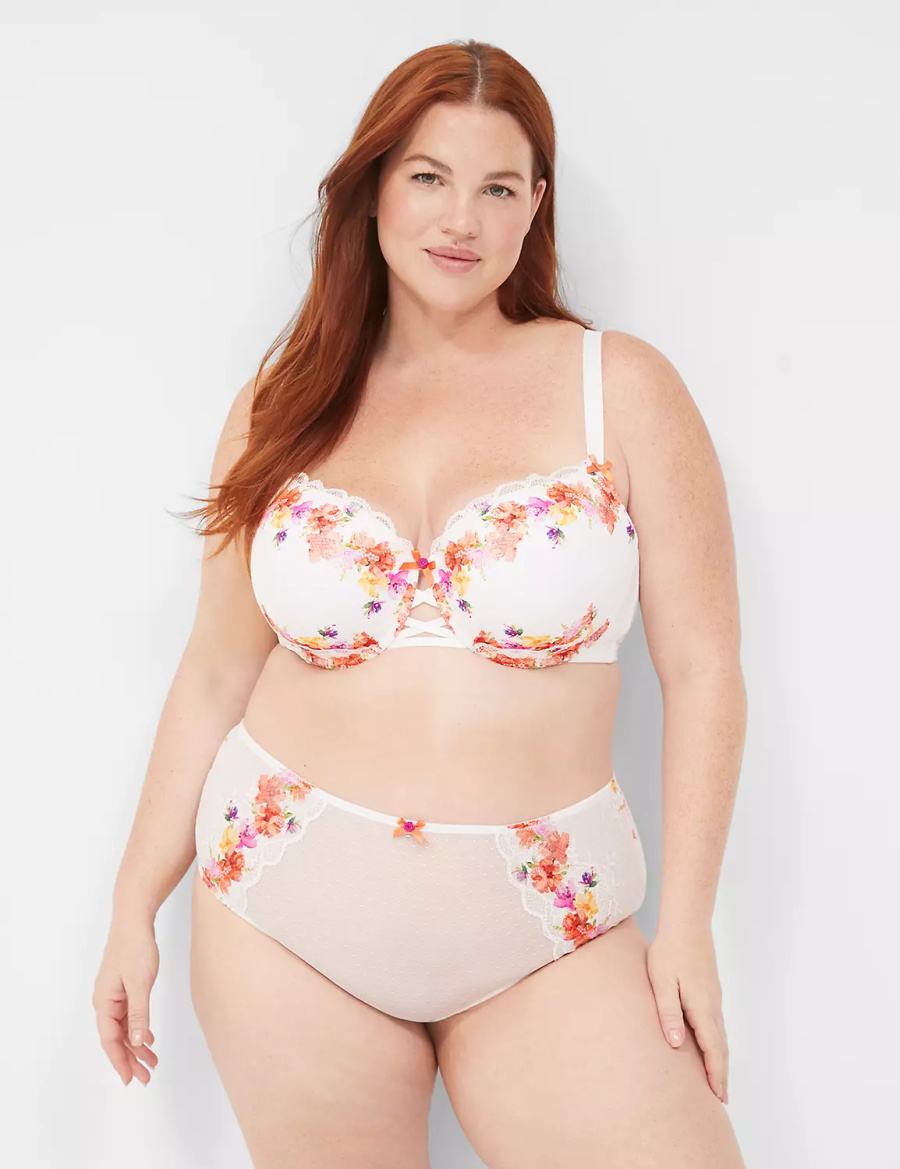 White Lane Bryant Digital Print Lace Boost Women Balconette Bra | NOQ7715AK