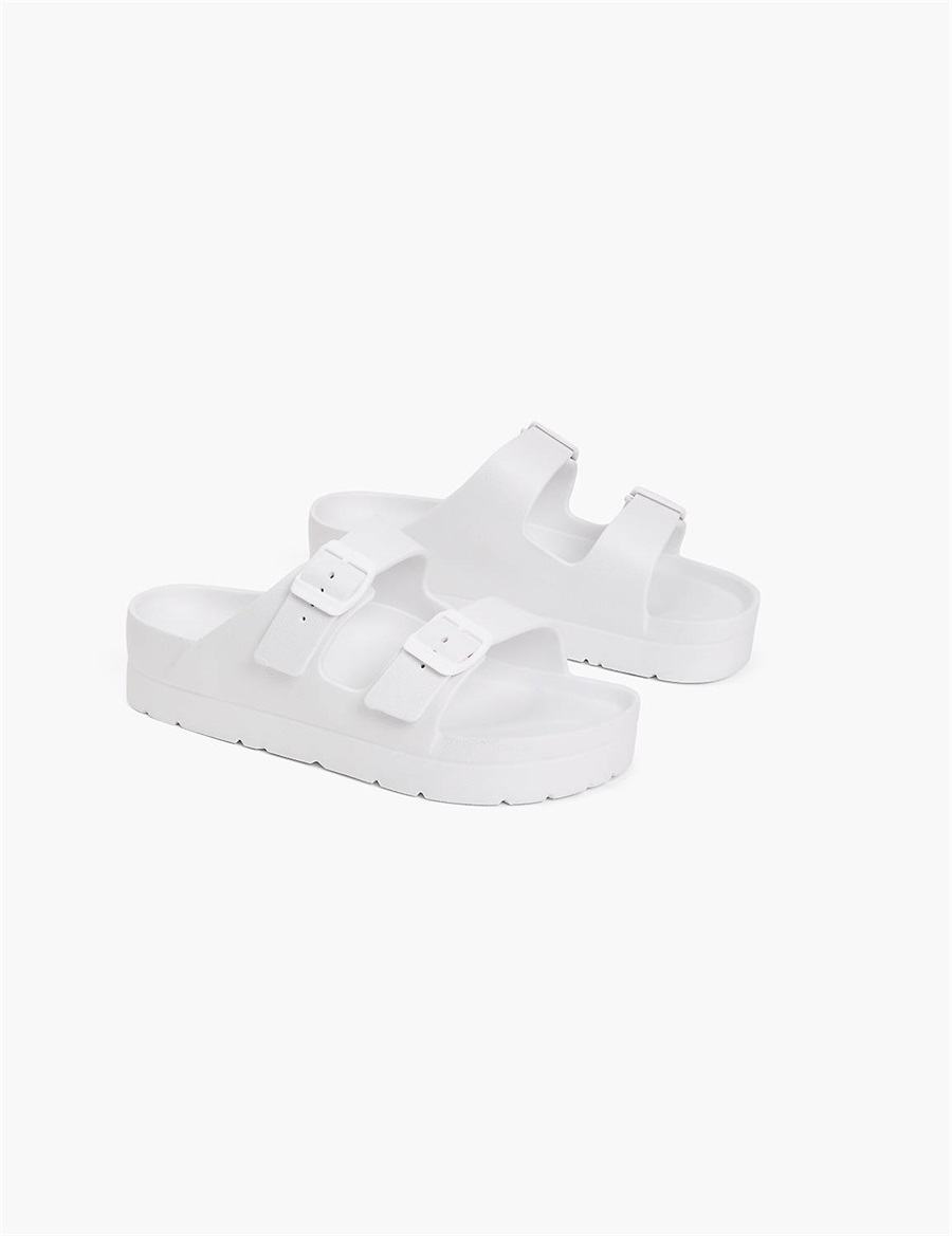 White Lane Bryant Double-Band Women Slide Sandals | VMH10064TD