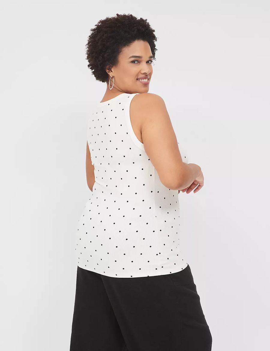 White Lane Bryant Fitted High-Neck Rib Women Tank Top | LSR3677VA