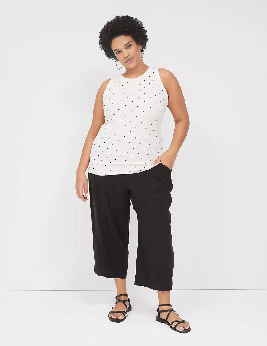 White Lane Bryant Fitted High-Neck Rib Women Tank Top | LSR3677VA