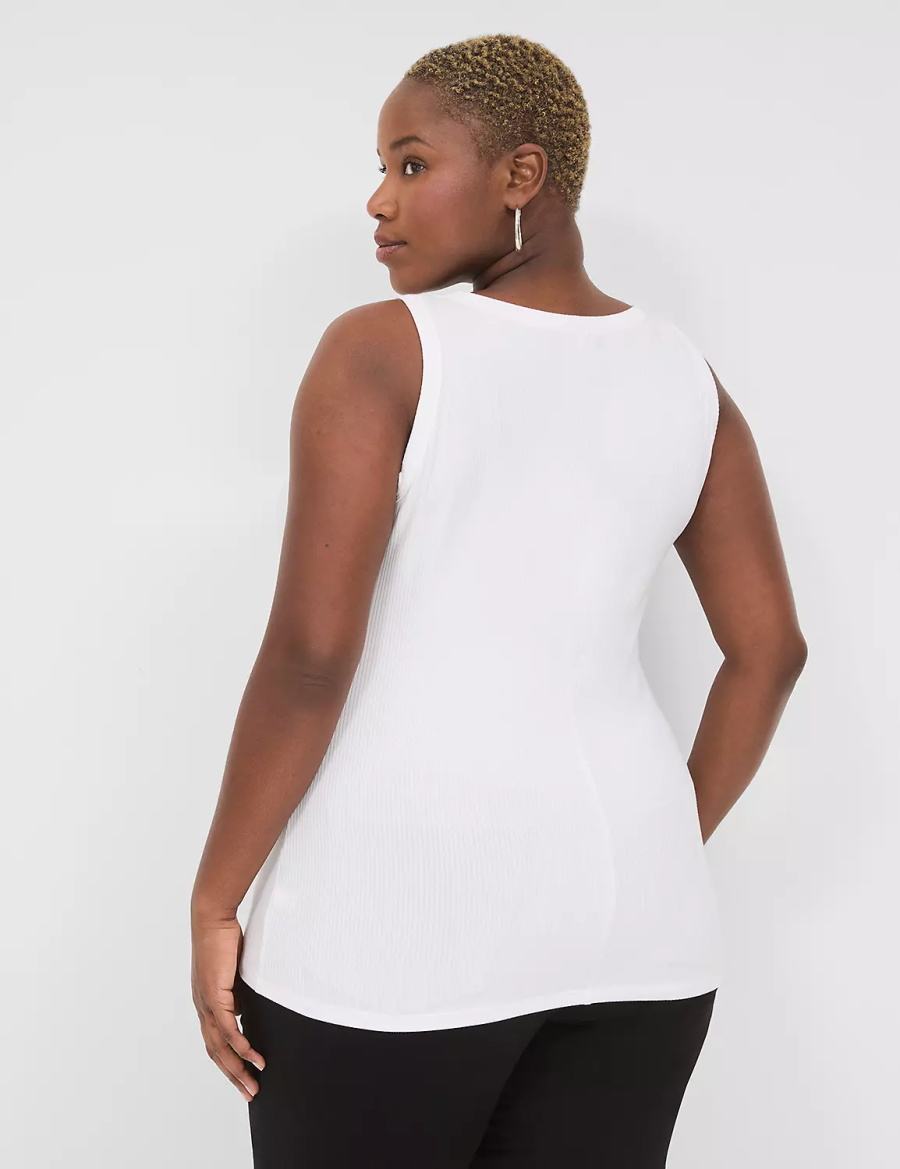 White Lane Bryant Fitted High-Neck Ribbed Women Tank Top | XPB2310CF