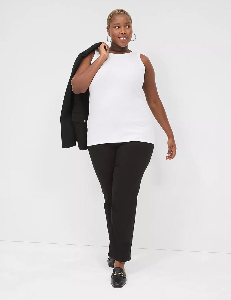 White Lane Bryant Fitted High-Neck Ribbed Women Tank Top | XPB2310CF