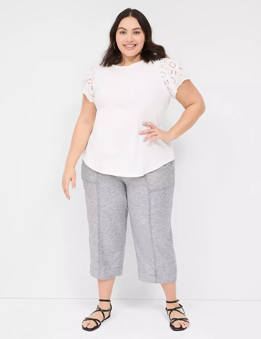 White Lane Bryant Flutter Eyelet-Sleeve Top Women T Shirts | HOW9774EE