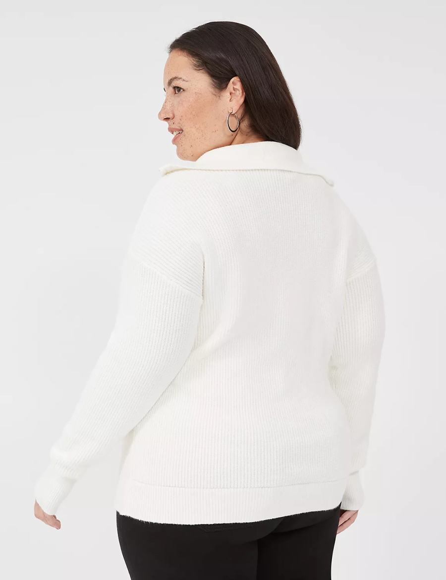 White Lane Bryant Half-Zip Mock-Neck Women Sweaters | ZWY554LG