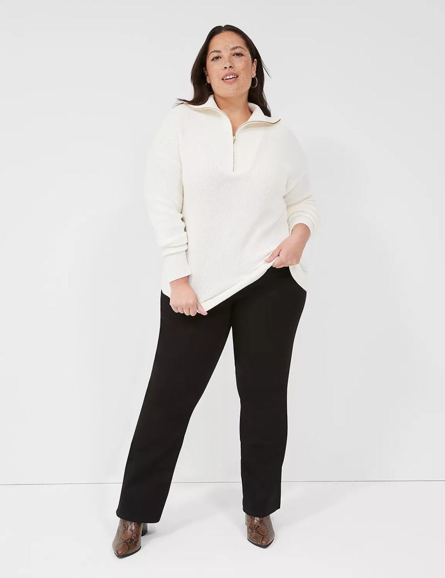 White Lane Bryant Half-Zip Mock-Neck Women Sweaters | ZWY554LG