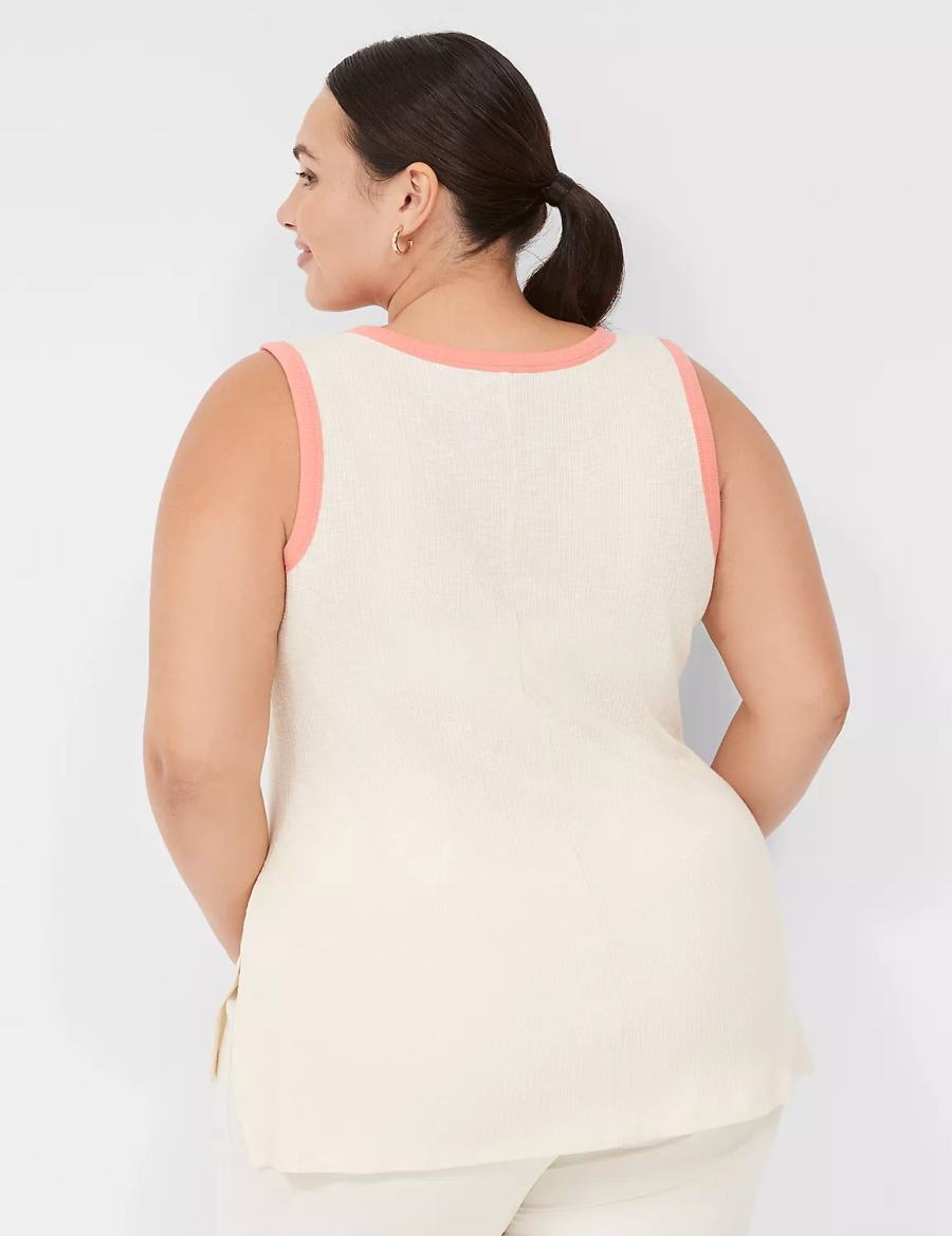 White Lane Bryant LIVI Crew-Neck Rib Women Tank Top | MRG3284MC