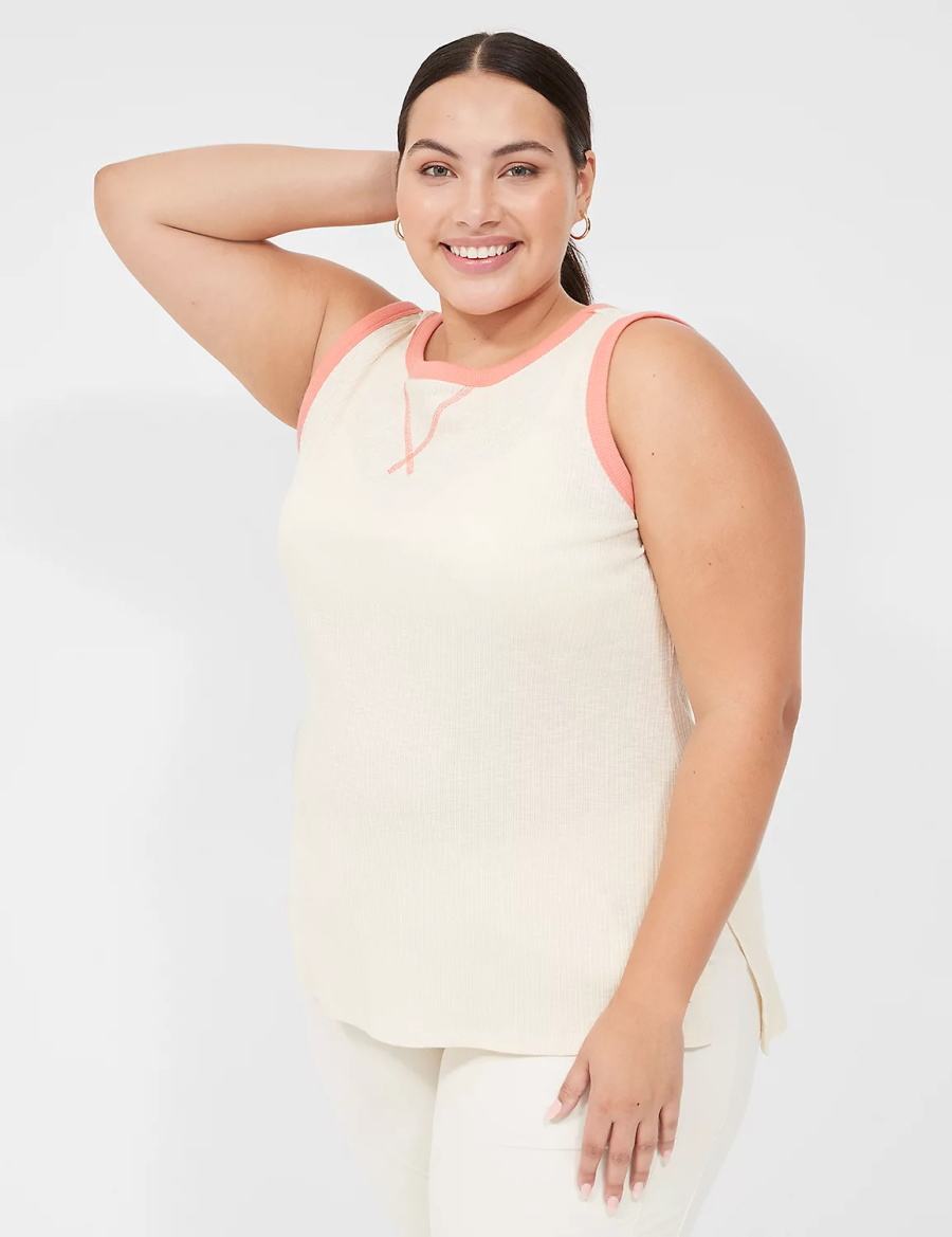 White Lane Bryant LIVI Crew-Neck Rib Women Tank Top | MRG3284MC