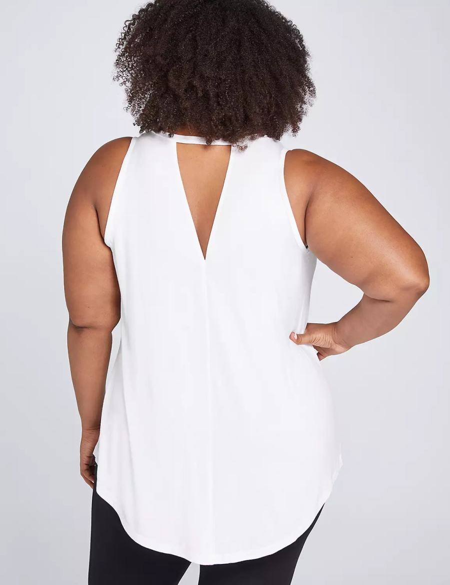 White Lane Bryant LIVI High-Neck V-Back Women Tank Top | LWC6910MR