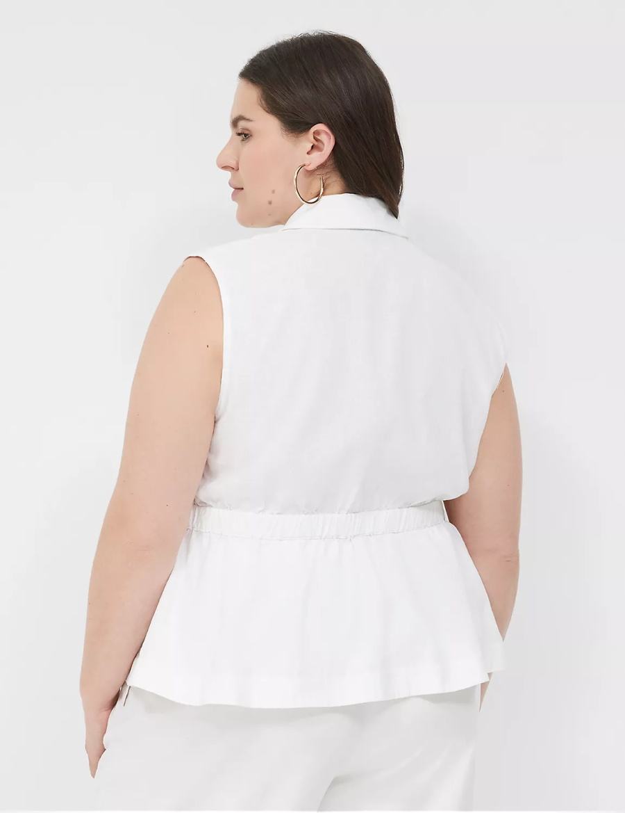 White Lane Bryant Linen Peplum Women Vest | KUC1414MR