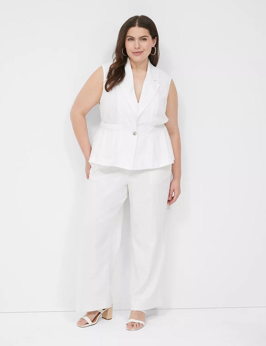 White Lane Bryant Linen Peplum Women Vest | KUC1414MR