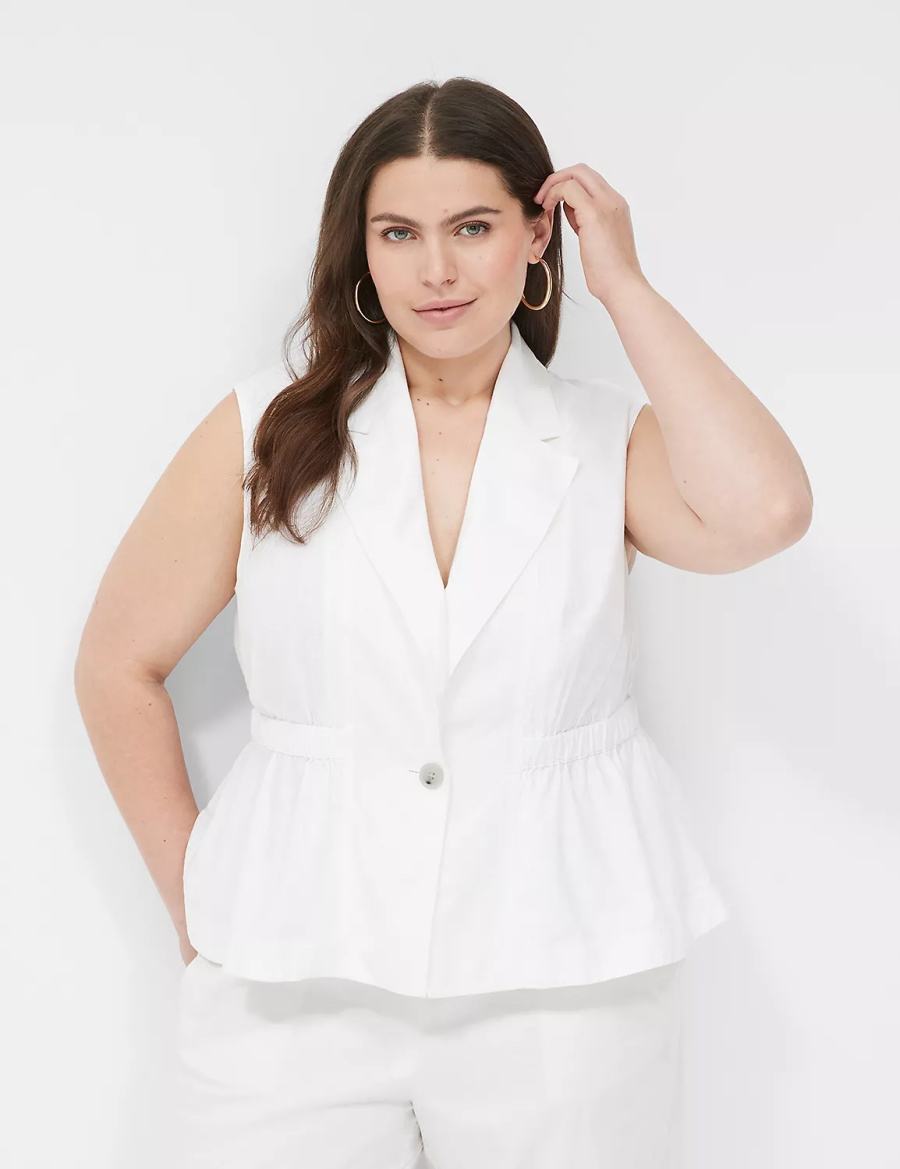 White Lane Bryant Linen Peplum Women Vest | KUC1414MR