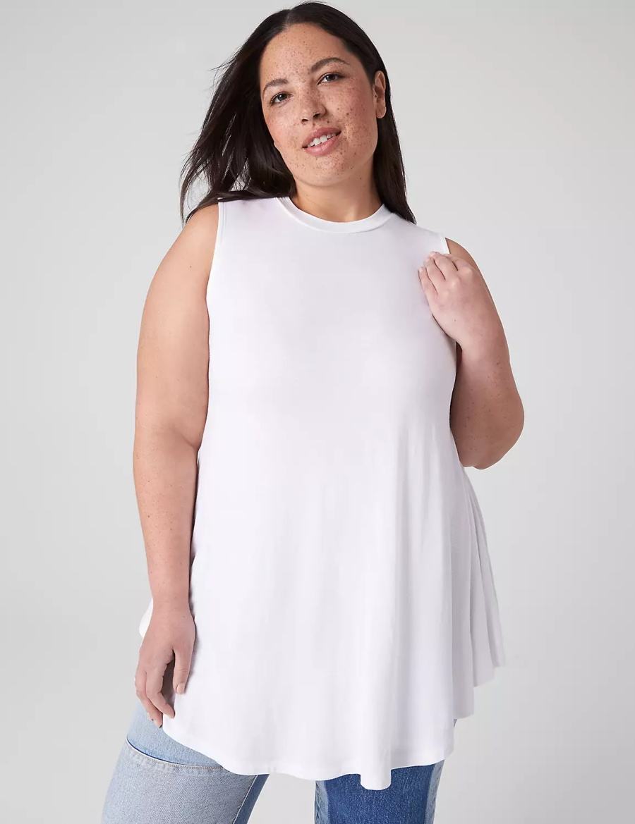 White Lane Bryant Max Swing Sleeveless High-Neck Tunic Women T Shirts | TNW1454SW