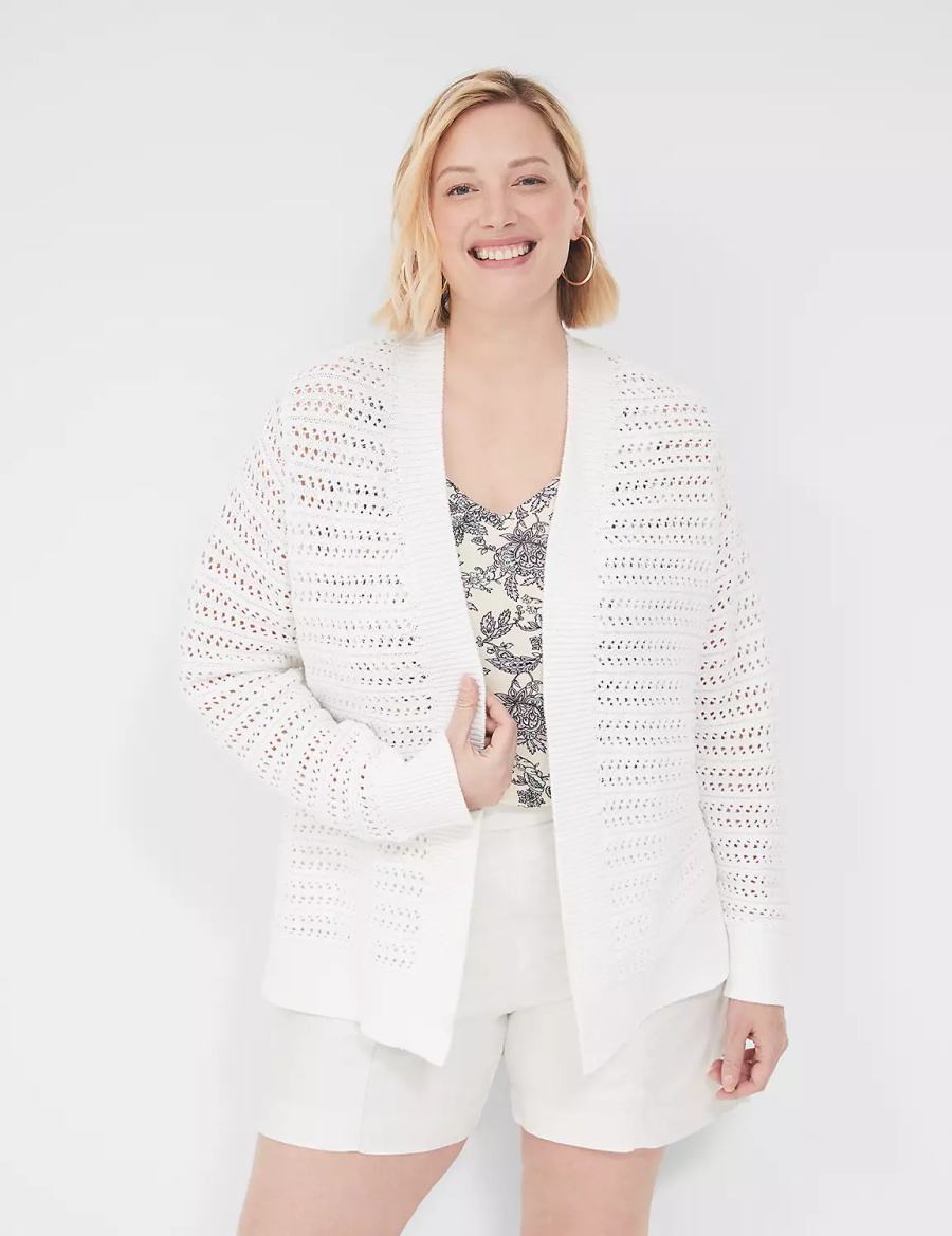 White Lane Bryant Open-Front Stitch Women Cardigan | XAC8331GQ