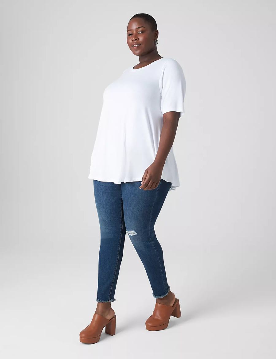 White Lane Bryant Perfect Sleeve Crew-Neck Extreme Swing Tunic Women T Shirts | WYE9861FH