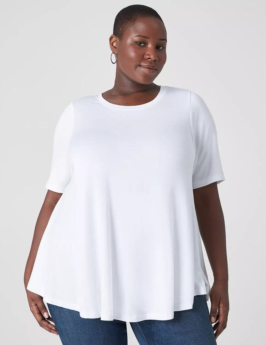 White Lane Bryant Perfect Sleeve Crew-Neck Extreme Swing Tunic Women T Shirts | WYE9861FH