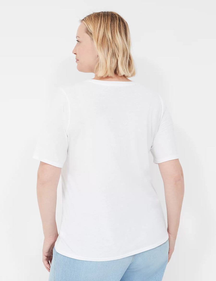 White Lane Bryant Perfect Sleeve V-Neck Tee Women T Shirts | XNT1141UC