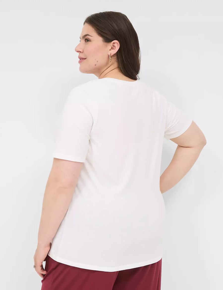 White Lane Bryant Perfect Sleeve V-Neck Tee Women T Shirts | FKB9890ZO