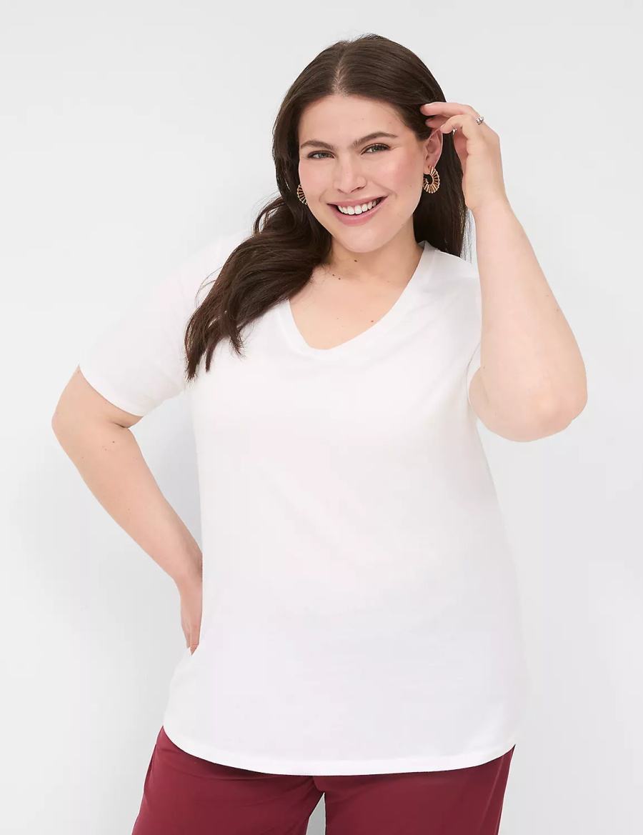 White Lane Bryant Perfect Sleeve V-Neck Tee Women T Shirts | FKB9890ZO