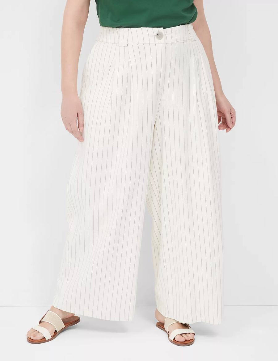 White Lane Bryant Pleated Wide Leg Women Pants | VVU1842KS