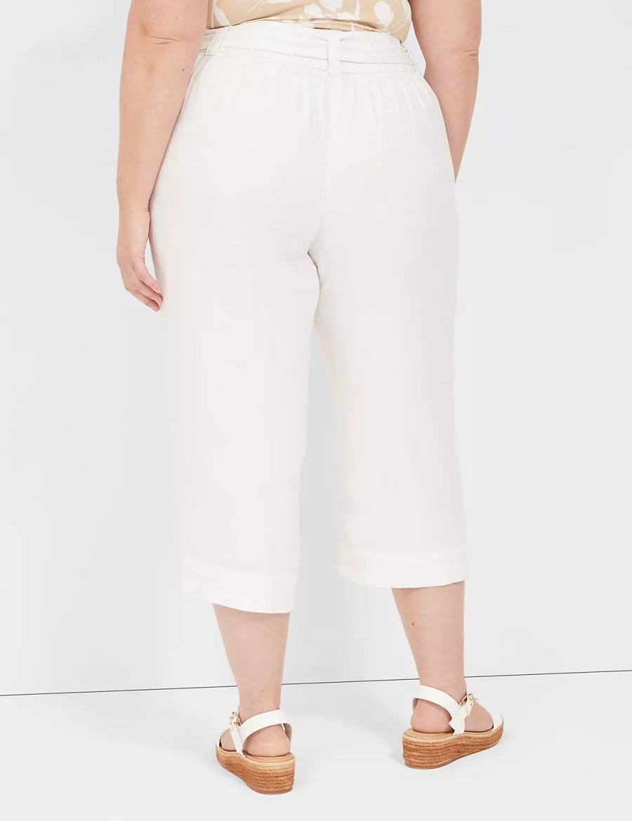 White Lane Bryant Pull-On Twill Linen Capri Women Pants | ZAG9056BP