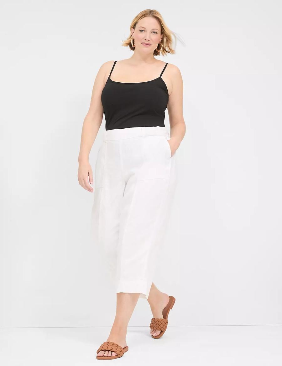 White Lane Bryant Pull-On Twill Linen Capri Women Pants | ZAG9056BP