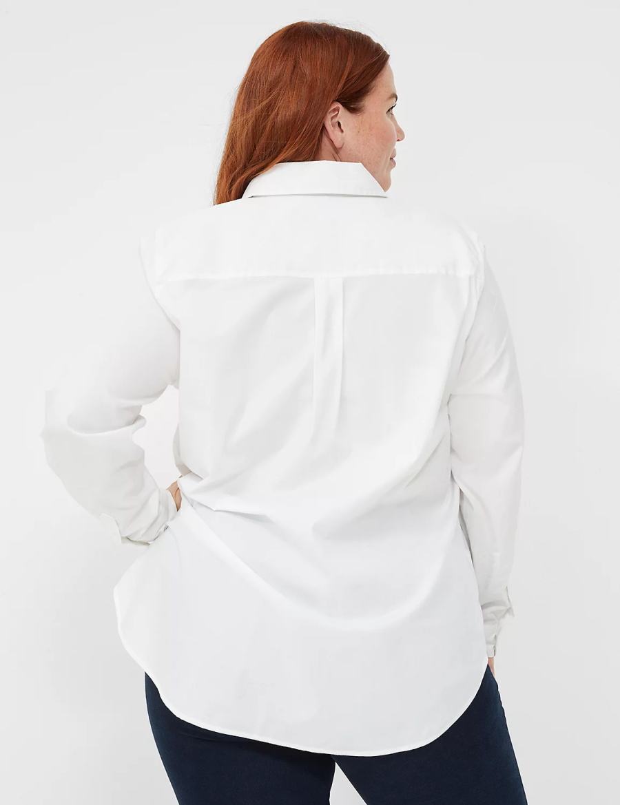 White Lane Bryant Relaxed Button-Down Boyfriend Women Shirts | NDD5993JL