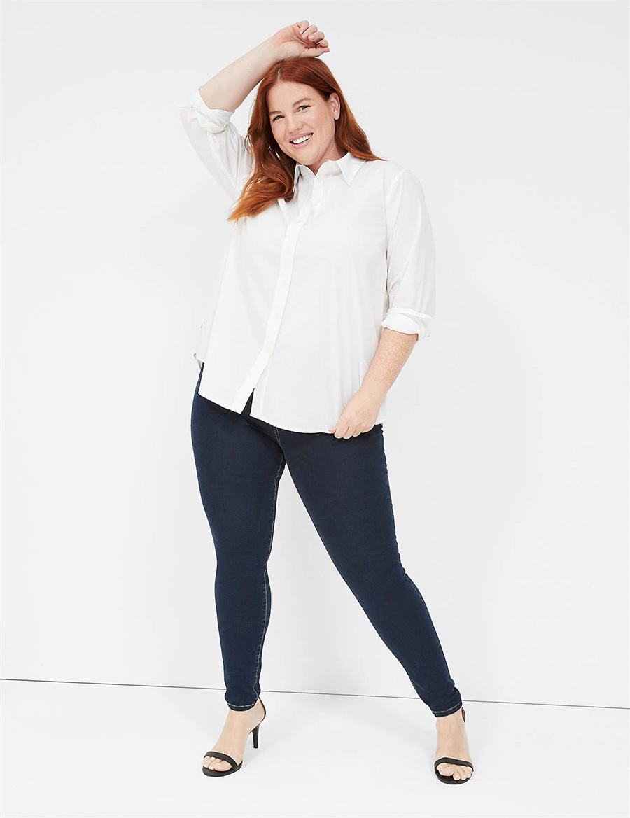 White Lane Bryant Relaxed Button-Down Boyfriend Women Shirts | NDD5993JL