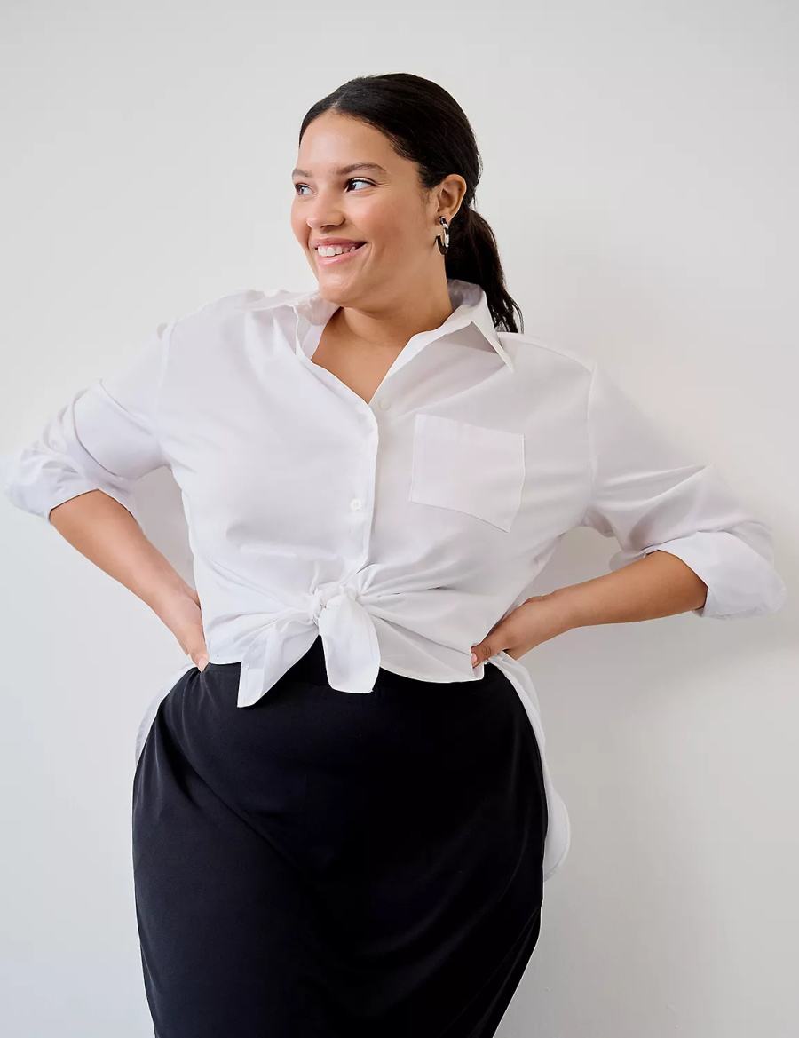 White Lane Bryant Relaxed Button-Down Boyfriend Women Shirts | NDD5993JL