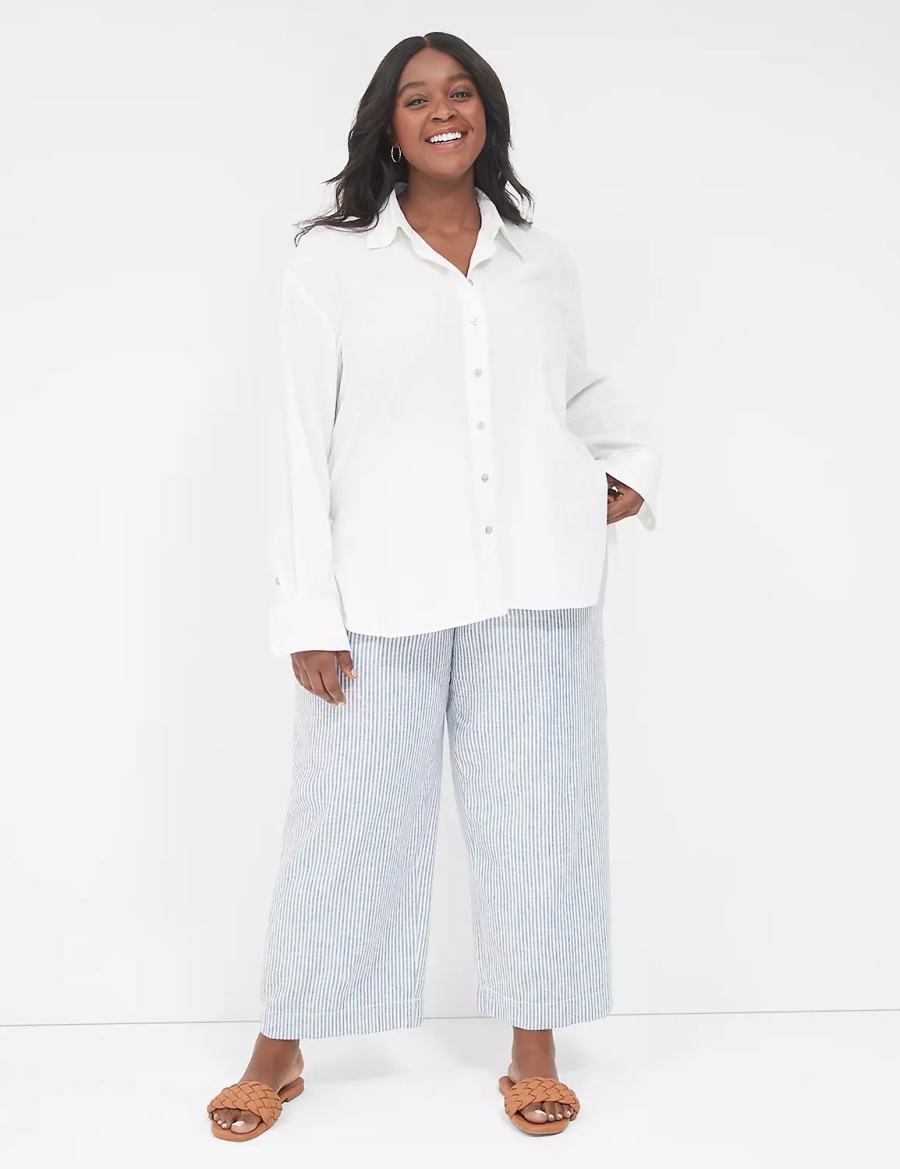 White Lane Bryant Relaxed Linen Button-Down Women Shirts | RRB4163OM