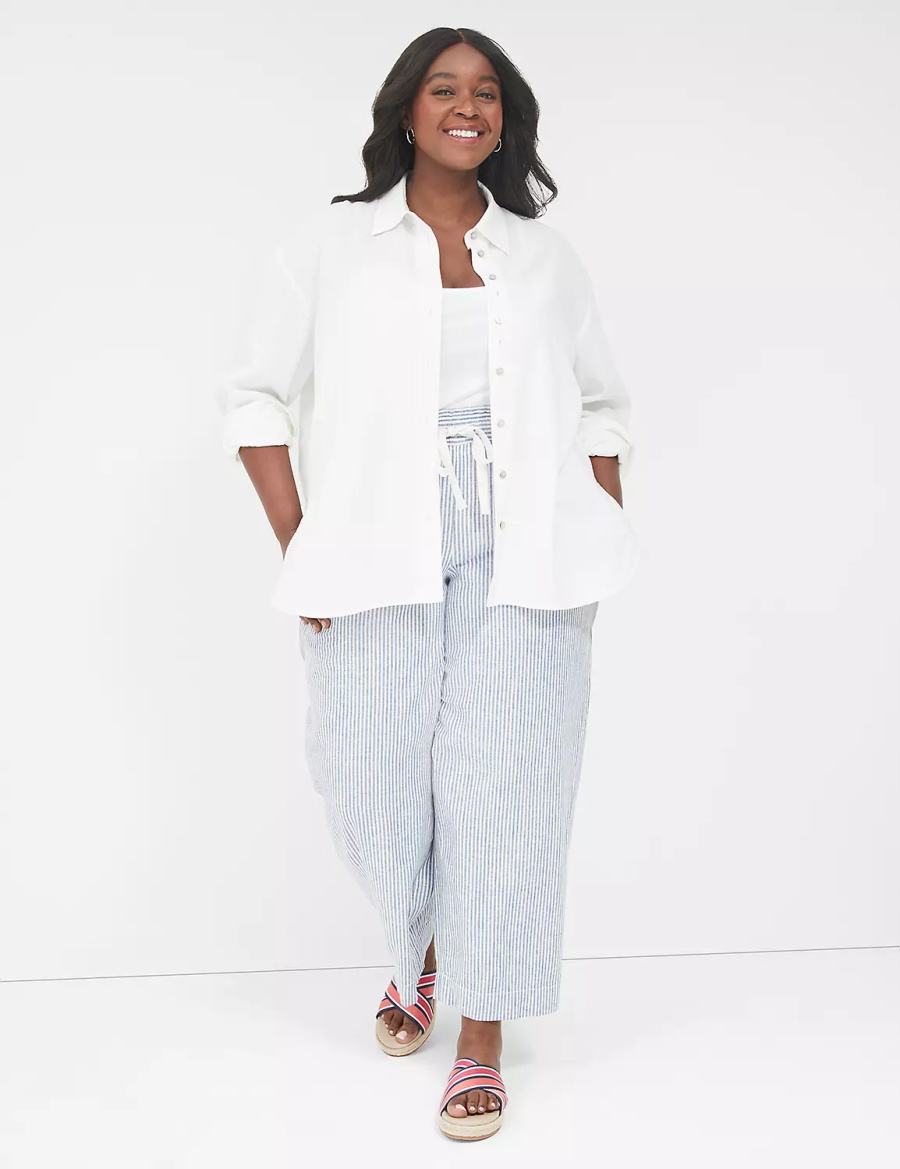 White Lane Bryant Relaxed Linen Button-Down Women Shirts | RRB4163OM