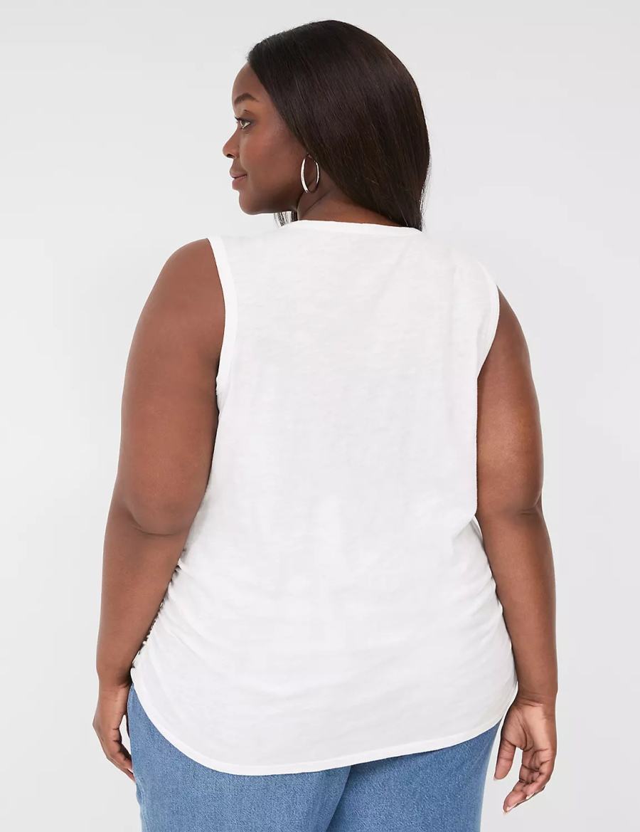 White Lane Bryant Scoop-Neck Side-Ruched Women Tank Top | SEC1565TL