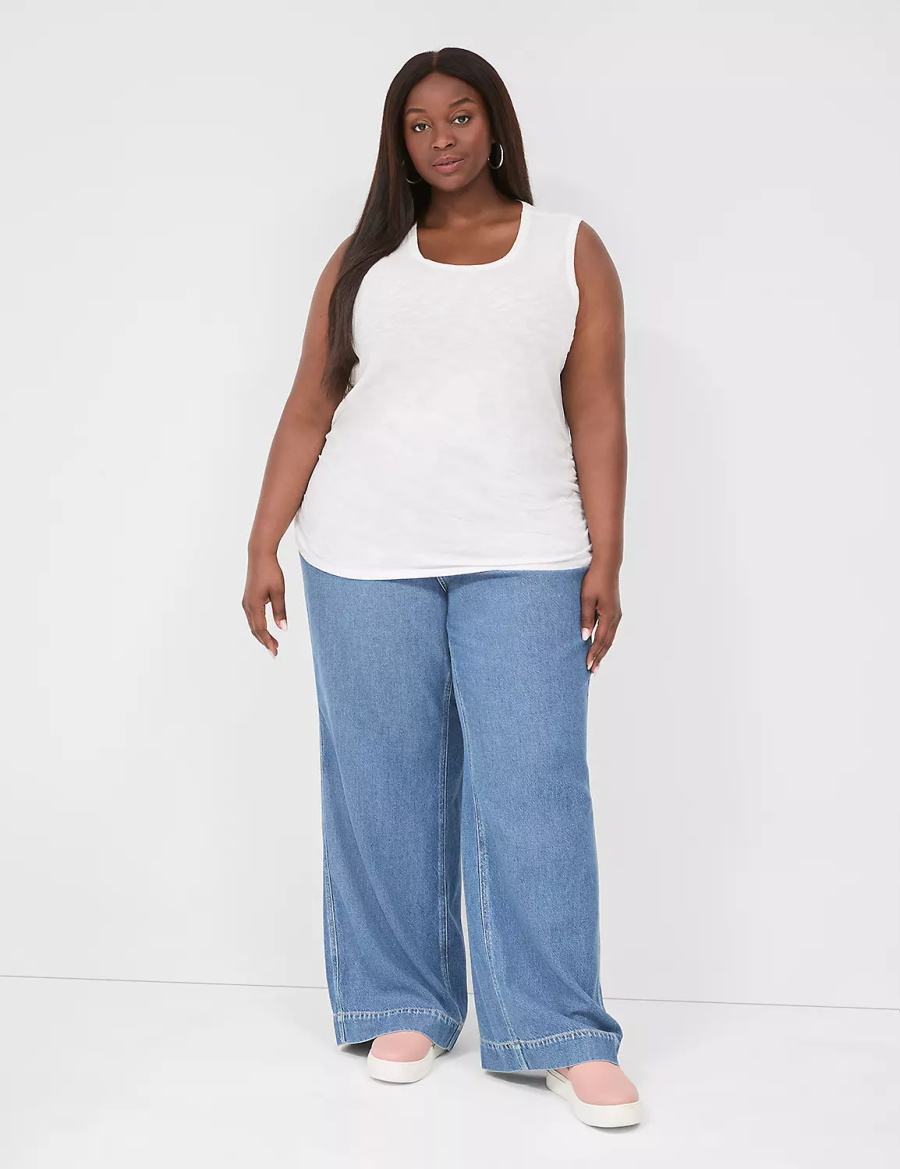 White Lane Bryant Scoop-Neck Side-Ruched Women Tank Top | SEC1565TL