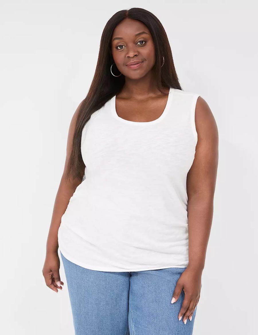 White Lane Bryant Scoop-Neck Side-Ruched Women Tank Top | SEC1565TL