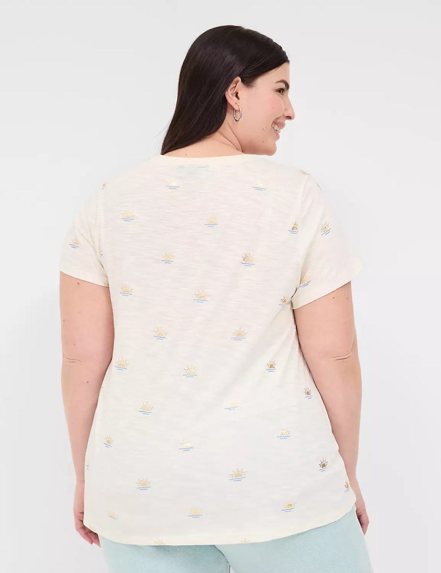 White Lane Bryant Shimmer Sunshine Graphic Tee Women T Shirts | PCP6472DN