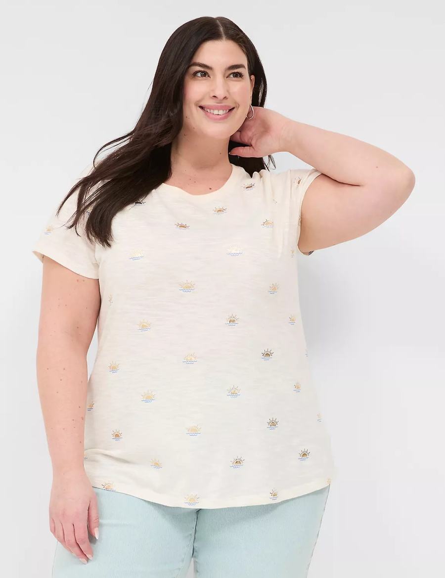 White Lane Bryant Shimmer Sunshine Graphic Tee Women T Shirts | PCP6472DN