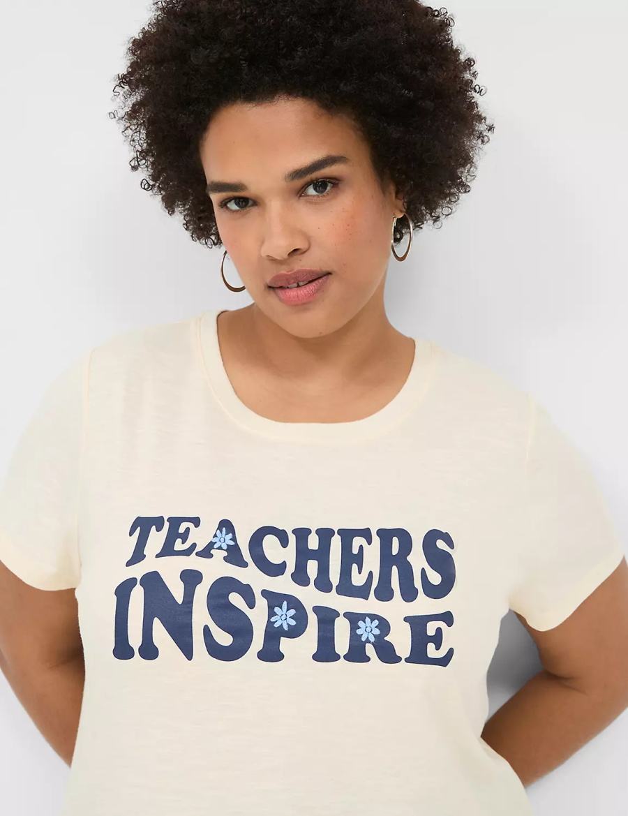 White Lane Bryant Teachers Inspire Graphic Tee Women T Shirts | VCE6447FZ