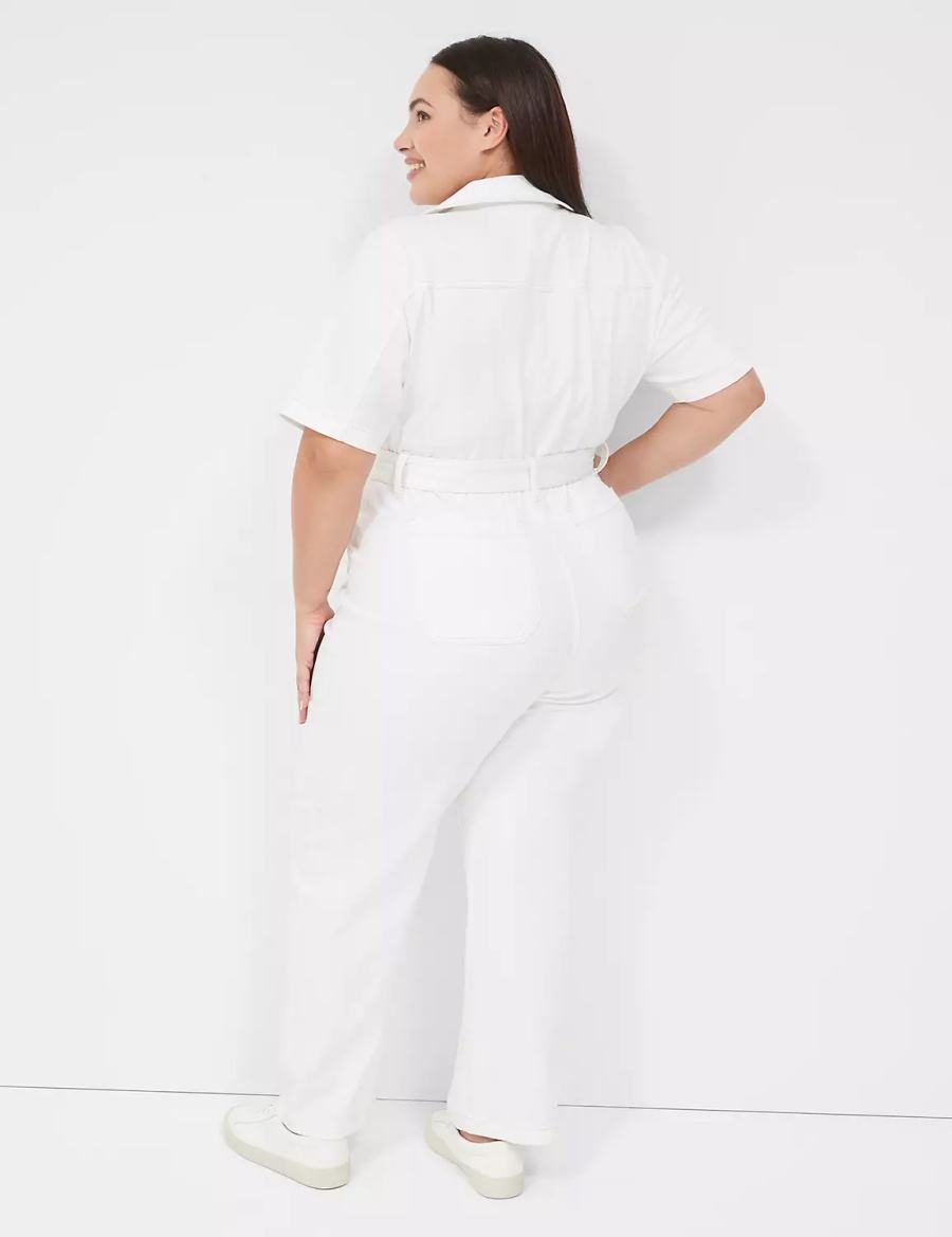 White Lane Bryant Utility Straight Leg Denim Women Jumpsuit | OJT8093RD