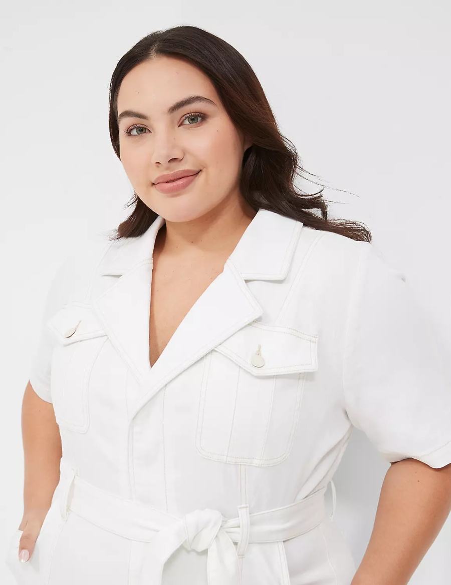 White Lane Bryant Utility Straight Leg Denim Women Jumpsuit | OJT8093RD